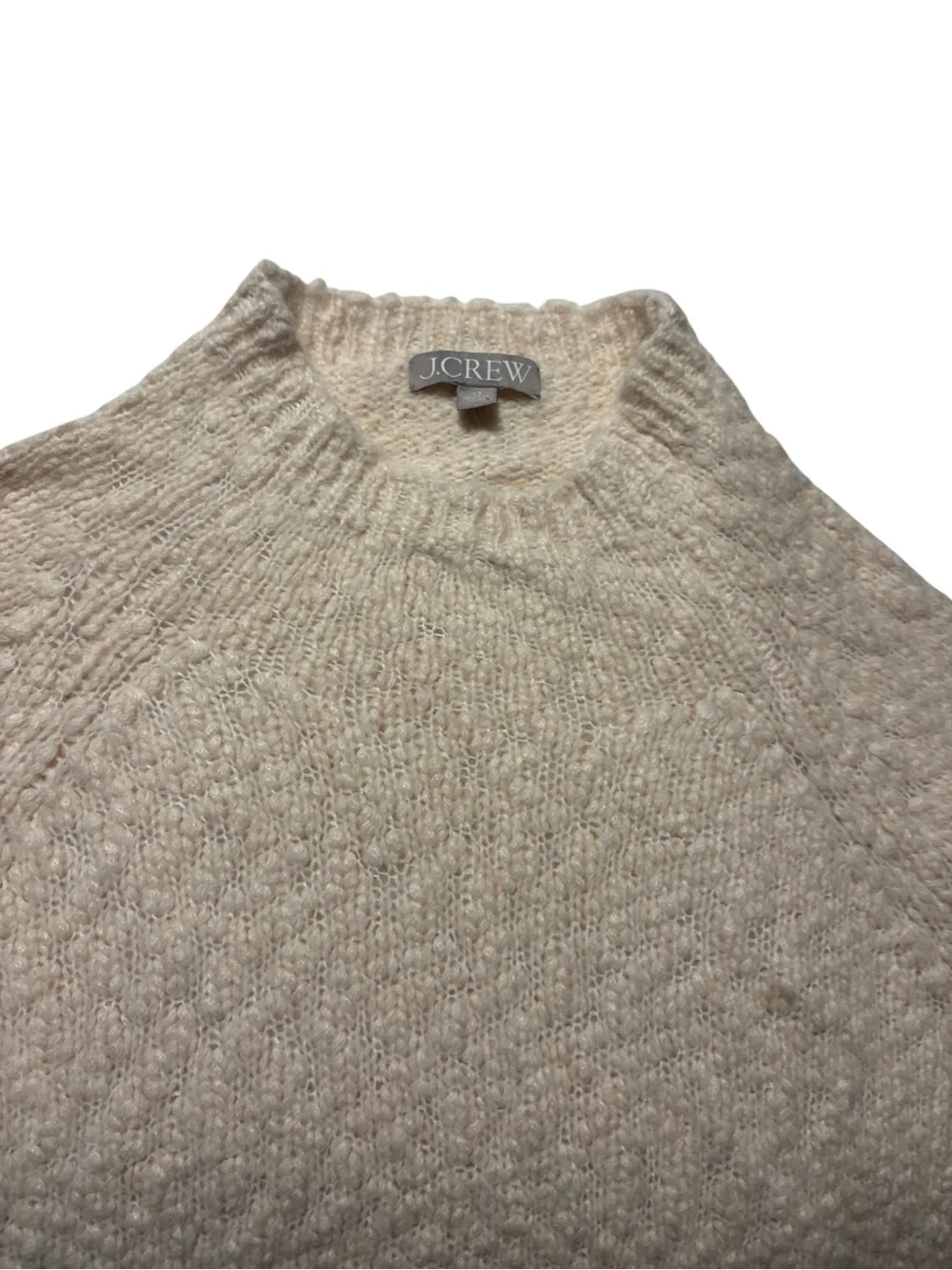 J. Crew Cuffed Mockneck Sweater Size XS Cream Textured Oversized Cozy Warm